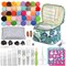 Needle Felting Kit, Wool Roving 40 Colors Set, Needle Felting Starter Kit, Needle Felting Tools Kit with Exquisite Green Storage Bag, Wool Felt Tools for Felted Animal Needle Felting Supplies